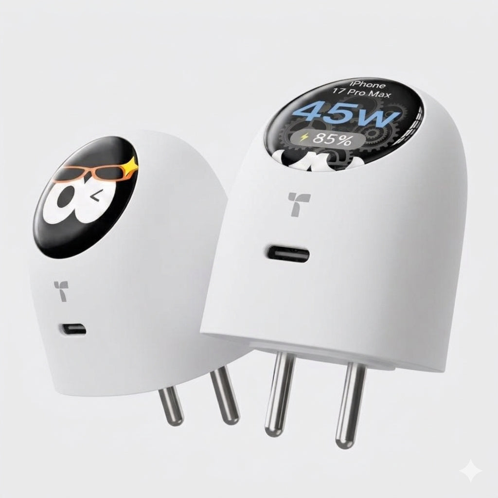 FlashEye-Dot Smart GaN Charger | 45W Type-C Fast Charger for iPhone & MacBook