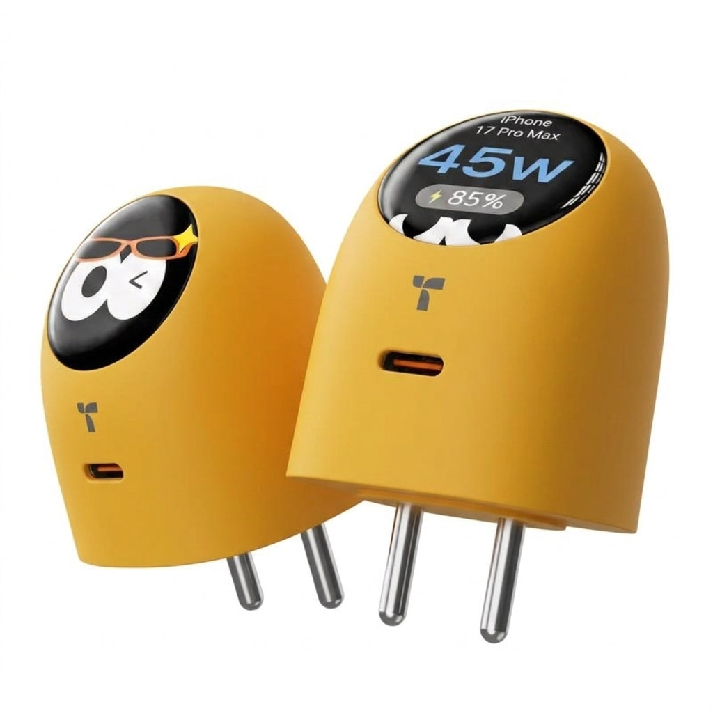 FlashEye-Dot Smart GaN Charger | 45W Type-C Fast Charger for iPhone & MacBook